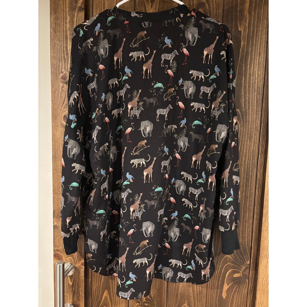 Zara Animal Zoo Print Long Sleeve Blouse XL - Picture 2 of 5
